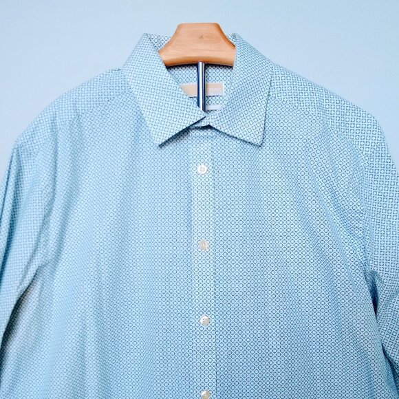 MICHAEL KORS MEN'S BLUE SLIM FIT SHIRT - Picture 2 of 13